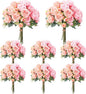 Geosar 8 Bundles Artificial Peonies Flowers Fake Silk Peony Bouquet Faux Peonies Flowers Bulk for Decoration Vase Floral Arrangements Wedding Party Table (Peach Pink,Light Pink)