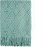 BOURINA Dark Cyan Throw Blanket 50x60 Inches Throw Textured Solid Soft Sofa Couch Decorative Knit Blanket