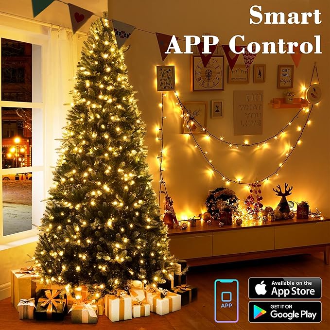 BrizLabs Color Changing Christmas Lights, 262ft 800 LED Smart Christmas String Lights Work with Alexa & Google Home, Warm White & Multicolor WiFi Xmas Tree Light Music Sync for Xmas Tree Home Decor
