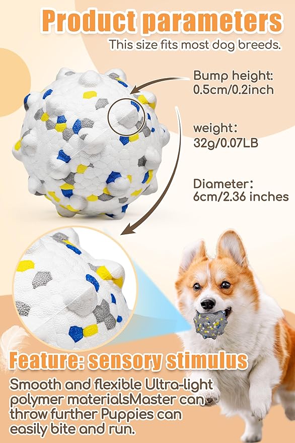 2.36'' Dog Balls for Dogs Aggressive Chewers Indestructible Tennis Durable Bouncy Interactive Dog Toy Balls for Fetch Game Floating Training(White Medium)-Mewly Pet