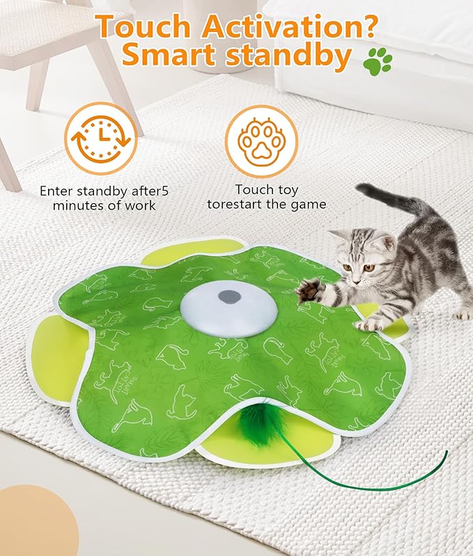 Interactive Cat Toy, Rechargeable Cat Toys for Bored Indoor Adult Cats, Hide and Seek Cat Toy with Motion Activated, Feather Toys, Chirping, Exercise Toys for Indoor Bored Adult Cats-Mewly Pet