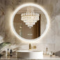30''x30'' Lighted Mirrors for Bathroom Wall Backlit + Front Lit, Round LED Bathroom Mirror Frameless with Lights Anti Fog, Dimmable, 3 Colors,Tempered Glass, Shatter-Proof