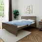 Max & Lily Queen Bed Frame with Slatted Headboard, Solid Wood Platform Bed for Kids, No Box Spring Needed, Easy Assembly, Clay