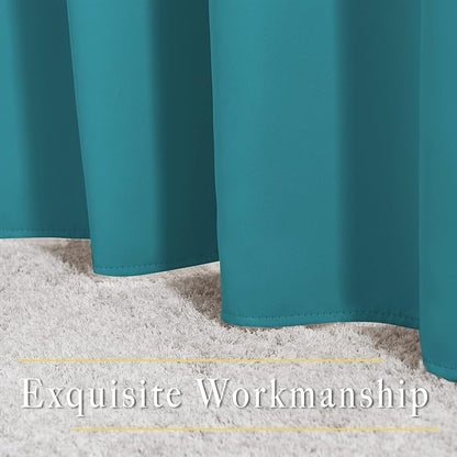 NICETOWN Blackout Curtains 54 inches Long for Bedroom - Grommet Room Darkening Solid Window Treatments Thermal Curtains for Nursery Room, Peacock Teal, W46 x L54, 2 Panels