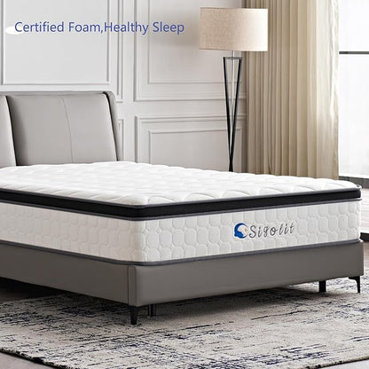 10 Inch King Size Hybrid Mattress - Medium Firm, Memory Foam & Pocket Springs, Motion Isolation, Edge Support, Pressure Relief, Ships Compressed