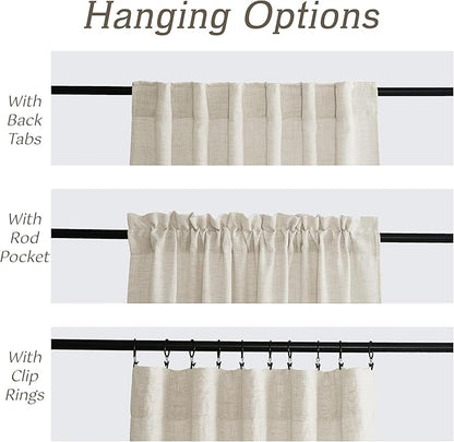RYB HOME Living Room and Dining Room Curtains and Drapes Linen Sheer, Light Filtering Curtains 102 inches Long, Back Tab/Rod Pocket, Cream Colored, W 52 x L 102 inches, 2 Panels Set