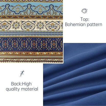 Cottolester Boho Queen Comforter Set 8 Pieces,Brown Blue Bohemian Comforter Paisley Striped Bed in A Bag,Soft Microfiber Bedding Set for All Season
