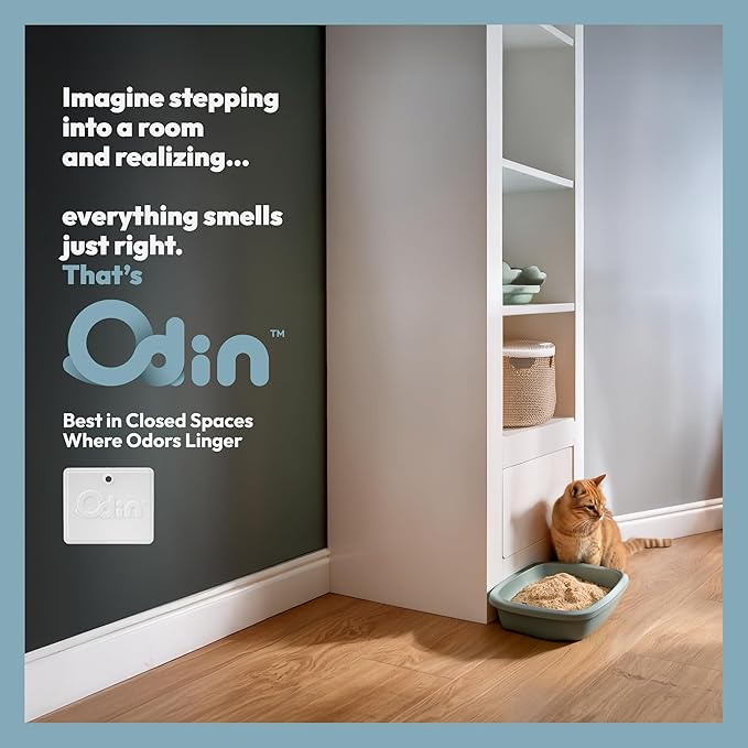 Odin Litter Box Odor Eliminator – Neutralizes Smells at the Source with Patented Tech – Light Citrus Scent – Safe, Long-Lasting, Works with Any Litter-Mewly Pet