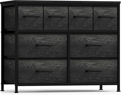 Sorbus Dresser with 8 Faux Wood Drawers - Chest Organizer Unit with Steel Frame Wood Top & Handle Easy Pull Fabric Bins for Clothes - Large Storage Furniture for Bedroom Hallway, Living Room & Closet