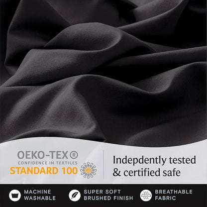 LuxClub 4 PC King Sheet Set, Breathable Luxury Bed Sheets, Deep Pockets Wrinkle Free Cooling Bed Sheets Machine Washable Hotel Bedding Silky Soft - Black King