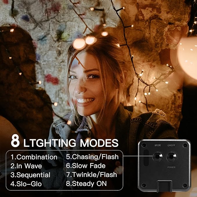 Solar String Lights Outdoor, 2 Pack 79FT 200 LED Waterproof Solar Christmas Lights with 8 Lighting Modes for Tree Yard Garden Party Xmas Decorations