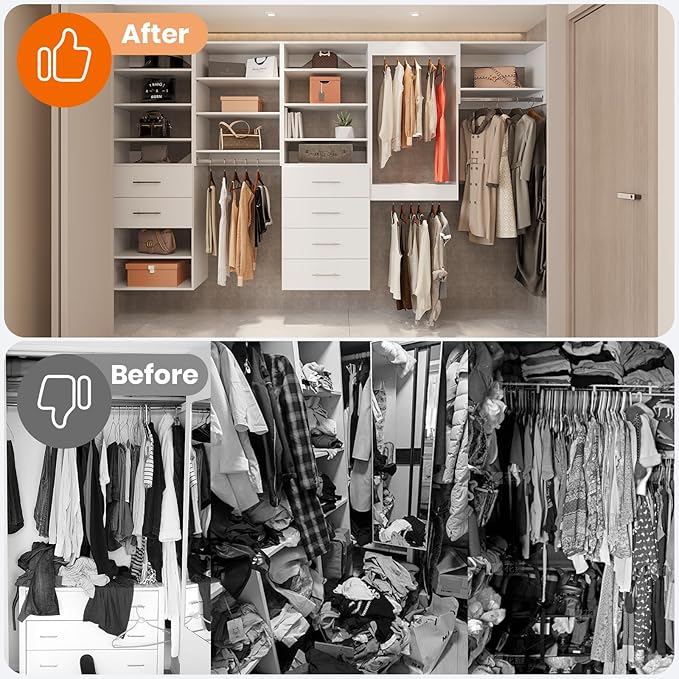 ROOMTEC 31.5" Double Hanging Closet Unit, Modular Closet System with Hanging Rod, Wardrobe Organizer for Bedroom or Walk-in Closet, Wall Mounted, Customizable Clothes Storage Unit, White
