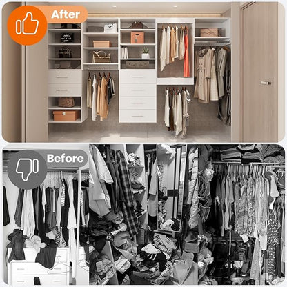 ROOMTEC 25.5" 4 Drawer Short Tower Closet Unit, Modular Closet System with Drawers and Shelf, Wardrobe Organizer for Bedroom or Walk-in Closet, Wall Mounted, Customizable Clothes Storage Unit, White