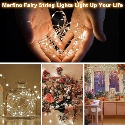30 Pack Fairy Lights Battery Operated - 3 Speed Modes, 7Ft 20 LED String Twinkle Lights, Waterproof Copper Wire, Mini Firefly Light for Mason Jars Vases Christmas Decor, White