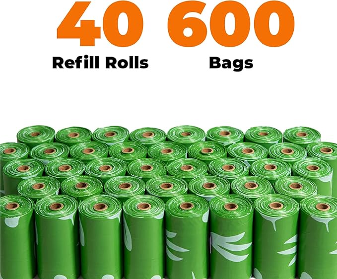 Best Pet Supplies Poop Bags for Dogs, 50% Post-Consumer Recycled Content dog waste bags on rolls, fits all poop bag holders for leashes - 600 Count, Green, Lavender Scented-Mewly Pet