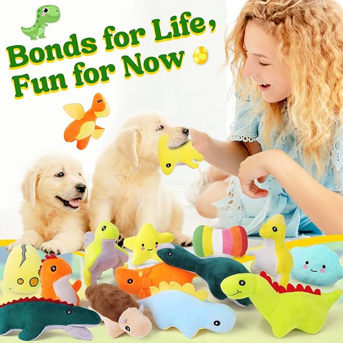 20-Pack Adorable Dinosaur Puppy Toys – Distinct Dino-Themed Squeaky Dog Toys for Small Dogs to Keep Them Busy, Interactive Chew Toys for Mental Stimulation & Gentle Teeth Cleaning-Mewly Pet