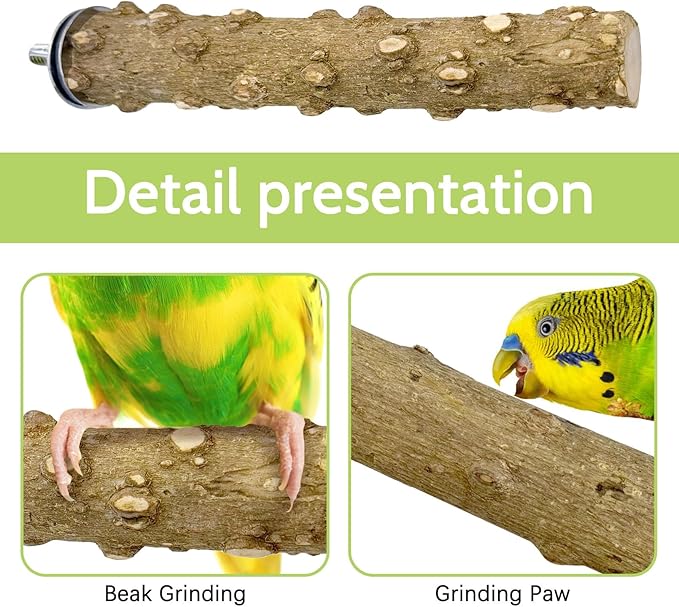 BNOSDM Natural Wood Bird Ladder Perch 6Pcs Parrot Stand Branches Climbing Chewing Stick Parakeet Swing Toys Cage Accessories Paw Grinding Fork Sets for Lovebirds Cockatiels Conure Budgies-Mewly Pet