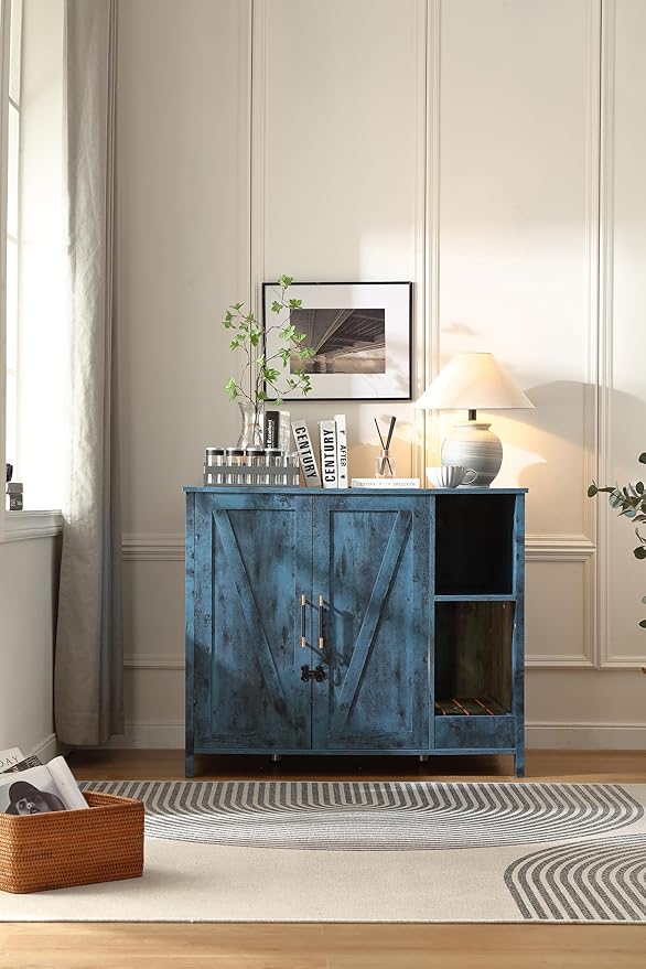 Cat Litter Robot Enclosure, Enclosure for self-Cleaning Litter Boxes,Adjustable Shelf for Dog Proof and Storage,Charging Station,Locks Added for cat,Large Indoor Cat House,Blue-Mewly Pet