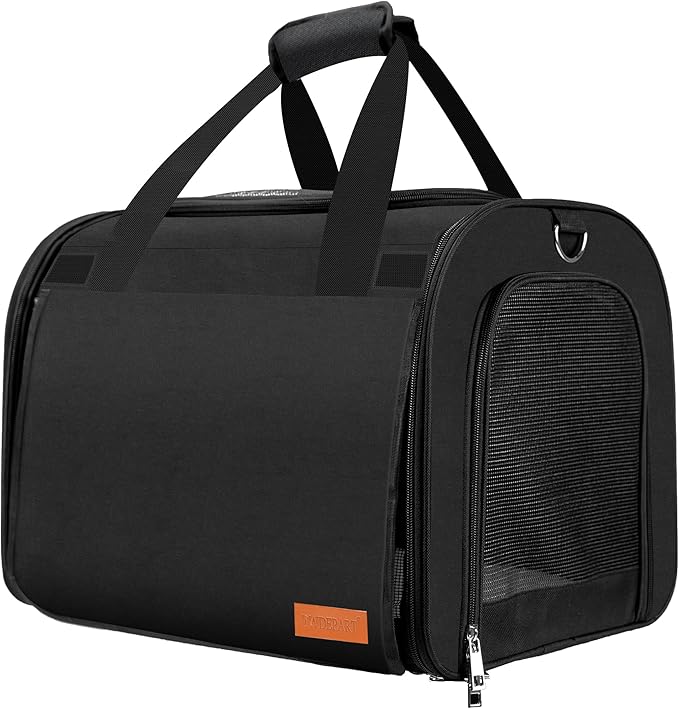 TWDEPART Cat Carrier Backpack - Multifunctional, Firm & Foldable with Roll-Up Shade, Breathable Design Includes Collapsible Bowl & Cushion (Black)-Mewly Pet