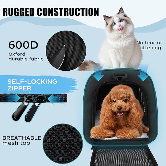 Carriers Soft-Sided Pet Carrier for Cats Dogs Under 15 lbs,TSA Airline Approved with 4 Ventilated Windows(Medium,Black)-Mewly Pet