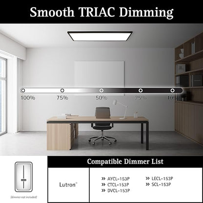 Ultralux 1x4 ft Surface Mount Ceiling Light Panel – Slim, Edge Lit, Flush Mount Flat Panel for Kitchen, Home & Office - TRIAC Dimmable, 3CCT Adjustable Color Temperature (Matte Black, 1 Pack)
