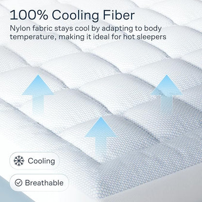 Niagara Cooling Full Mattress Topper - Pillow Top Mattress Cover Quilted Fitted Cooling Topper for Back Pain Deep Pocket Fits 20 Inches (54x75 Inches)