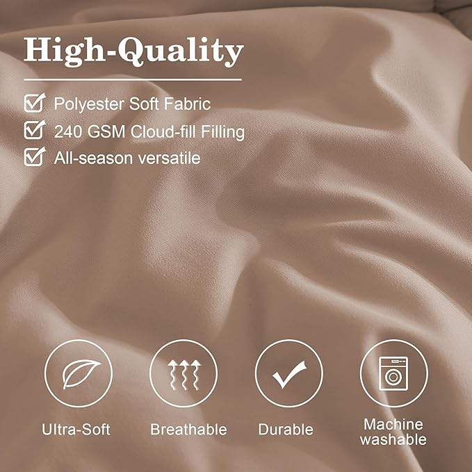 Monbix Twin XL Size Comforter Set - Extra Long 5 Pieces Dorm Bedding Sets, Quilting Design Fluffy Bed in a Bag Twin XL with Sheets, Pillowcase & Sham(Rust Pink)
