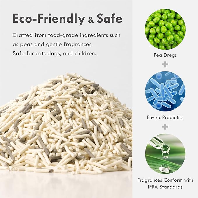 Lady N Pellet Tofu Cat Litter Boba Tea Scent, Strong Clumping, Ultra Absorbent, Dust-Free, Low Tracking, Water-Soluble, Natural Ingredients, Enviro-Probiotic Odor Control 9lb-Mewly Pet