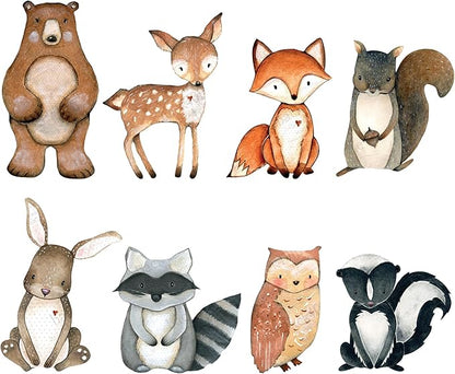 Back40Life Forest Critters Painted Wooden Animal Cutout Shapes (Large + Stands (Bundle of 8))