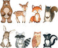 Back40Life Forest Critters Painted Wooden Animal Cutout Shapes (Acrylic Small + Stand (Bundle of 8))