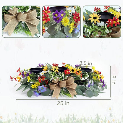 Artificial Wild Flower Candle Holder (Blue)