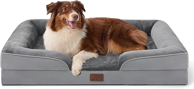 Bedsure Orthopedic Dog Beds Large Sized Dog - Washable Large Dog Cat Bed Waterproof, Comfort Dogs Couch Sofa with Washable Removable Cover, Pet Bed with Nonskid Bottom, Grey, 35"-Mewly Pet