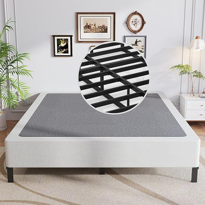 King Box Spring, 9 Inch Metal King Size Box Spring Only, Heavy Duty Metal Frame Mattress Foundation Support for 3000lbs, Easy Assembly, Noise Free, Non Slip
