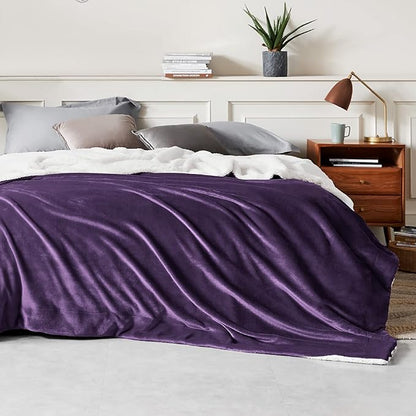 Bedsure GentleSoft Sherpa Fleece Blankets King Size for Bed - Thick and Warm Throw for Girls and Women, Soft Fuzzy Plush King Blanket for Winter, Purple, 108x90 Inches