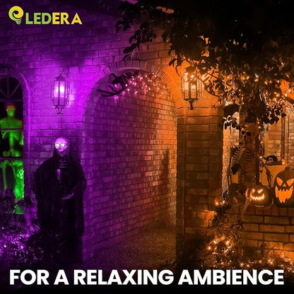LED Orange and Purple Light Bulb, 40 Watt Equivalent LED A15 Bulb, 5 Watt Orange and Purple Color Light E26 Medium Bulb for Halloween, Christmas Decoration, Party, Holiday Mood Lighting, Pack of 2