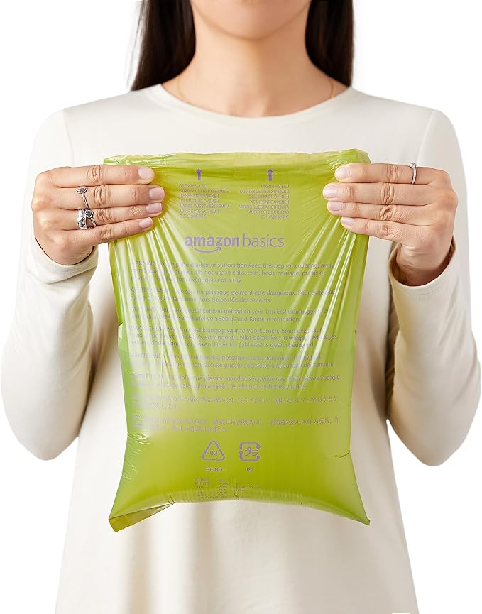 Amazon Basics Dog Poop Bags with Dispenser, 270 Count, Enhanced for Guaranteed Leakproof, Talcum Powder Scented, Includes Leash Clip-Mewly Pet