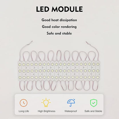 LED Module, Windows Lights Blue 100pcs 49.8 Ft 5730 SMD 150LM Per LED Module IP65 Waterproof Decorative Light for Advertising Signs with Tape Adhesive Backside (Blue Light)