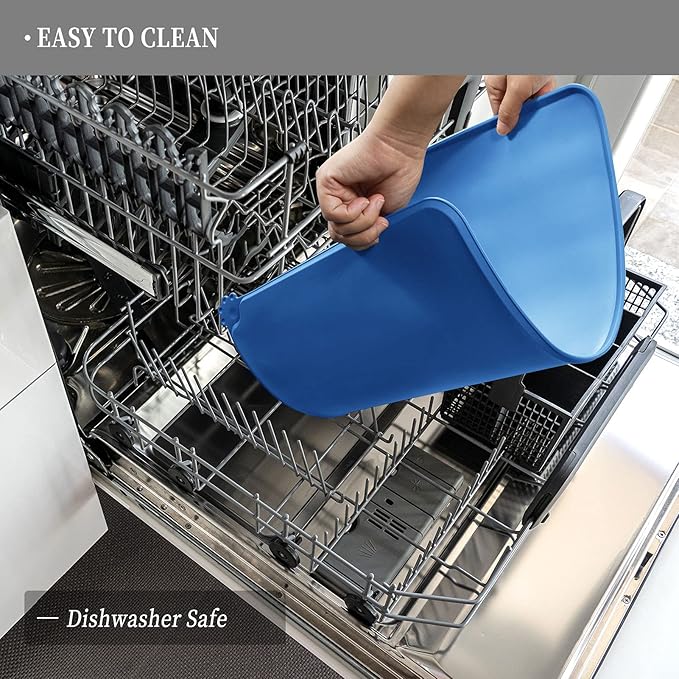 Waterproof Pet Feeding Mat with High Raised Edges, Heavier and Thicker Placemats for Cat Dog Water Bowl with BPA Free, Dogs Cats Food Mats for Messy Drinkers to Prevent Spill and Protect Floors-Mewly Pet