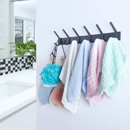 WEBI Coat Rack Wall Mounted,4 Coat Hooks for Hanging Coats,Hook Rack Rail Coat Hanger Wall Coat Rack with Hooks for Clothes,Black,2 Packs