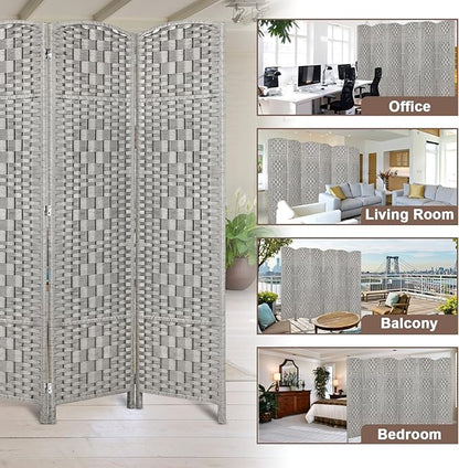 Rose Home Fashion 6 ft Tall Room Divider, Room Dividers and Folding Privacy Screens, 15.7in Privacy Screen 6 Panel Partition Temporary Wall Separation for Private, Stone Grey