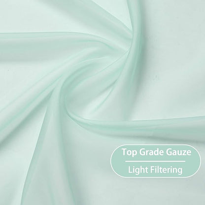 KEQIAOSUOCAI Aqua Sheer Curtains -Seafoam Green Grommet Voile Sheer Drapes Airy Curtain Panels with Light Filtering Window Treatment for Boy's Bedroom(2 Pieces,54 Wide x 63 Long inches)