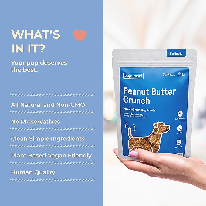 Peanut Butter Crunchy Dog Treats Natural Human Grade Non-GMO Dog Biscuits Made in USA (24oz)-Mewly Pet
