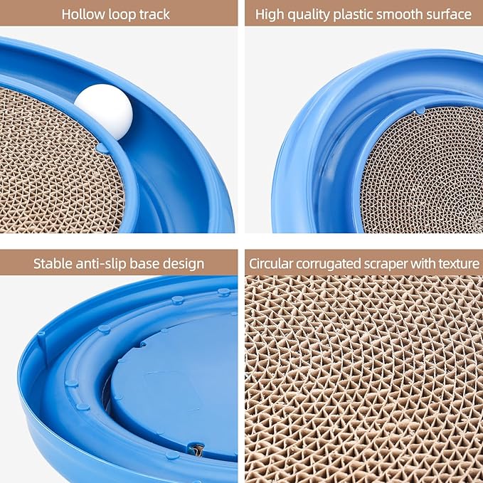 Cat Scratching Board with Balls for Cats Grinding Claw, Round Cat Scratcher Interactive Toy, Cat Ball Track Scratcher Pad for Cats Exercise Play(Grey)-Mewly Pet