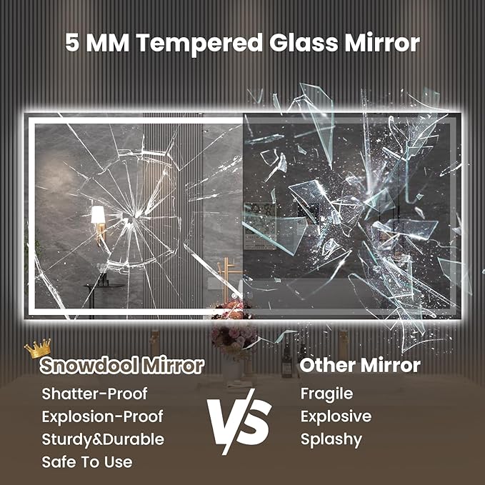 84"X32" LED Bathroom Mirror with Front Lights and Backlit, Anti-Fog, Dimmable, Shatter-Proof Tempered Glass, Lighted Bathroom Vanity Mirror for Wall with 3 Colors, Memory Function