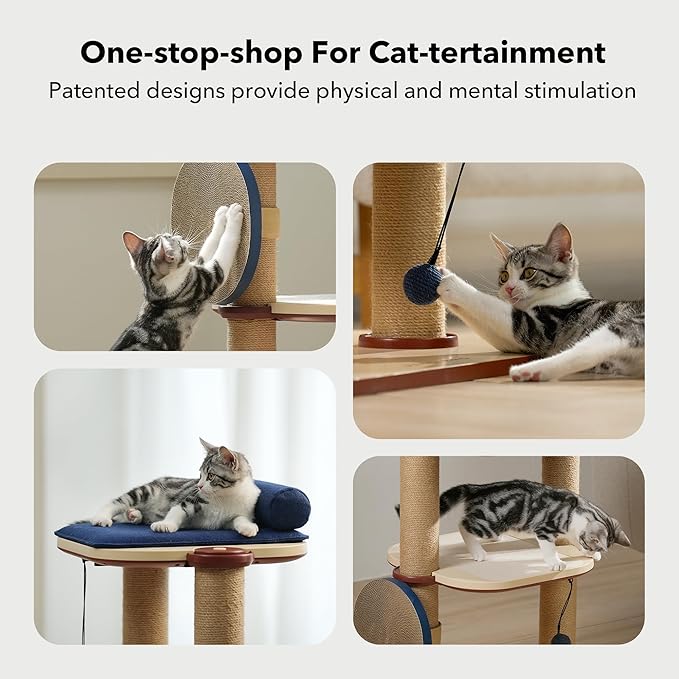 PETLIBRO Infinity Cat Tree Tower for Indoor Cats, Modular Design with Cat Bed, Toy, Felt Pads, Sisal Scratching Posts, 2-Second Setup, Sturdy Multi-Level Activity Center Cat Condo for Any Room-Mewly Pet