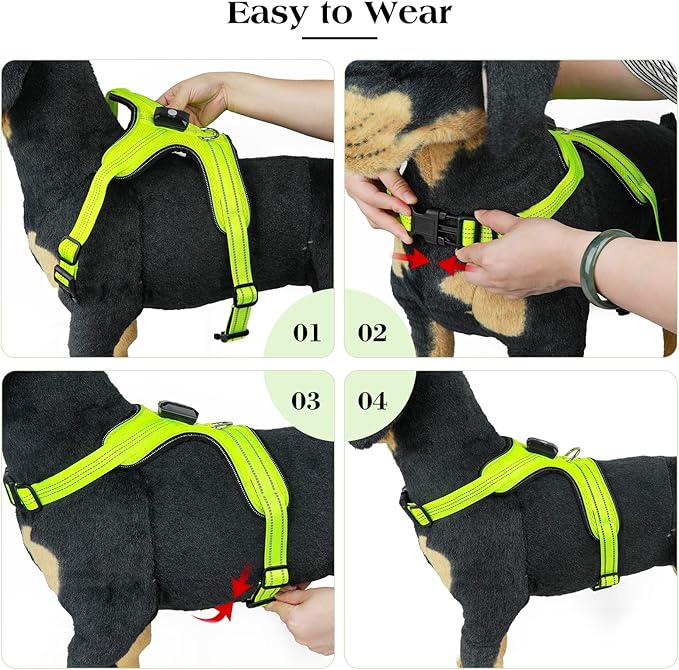 Light Up Dog Harness, Rechargeable LED Dog Harness with Battery Level Indicator, Adjustable Reflective Safety Vest for Night Walking, Soft Mesh Lighted Harness for Medium Large Dogs(5-90lbs)-Mewly Pet