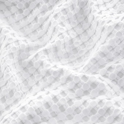 Bedsure Cooling Cotton Waffle Full Size Blanket - Lightweight Breathable Blanket of Rayon Derived from Bamboo for Hot Sleepers, Luxury Throws for Bed, Couch and Sofa, White, 80x90 Inches