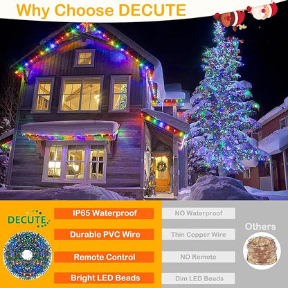 Decute 800LED 272ft Christmas String Lights UL Certified 8 Modes, Waterproof Outdoor Indoor Twinkle Starry Light for Christmas Tree Patio Garden Party Decor, Multicolor
