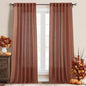 RYB HOME Terracotta Curtains Linen Blend Drapes, Semi Sheer Light Filtering Privacy UV Protection Shades for Farmhouse Living Room, Hotel, Sliding Glass Doors, W 52 x L 95 inch Long, 2 Panels