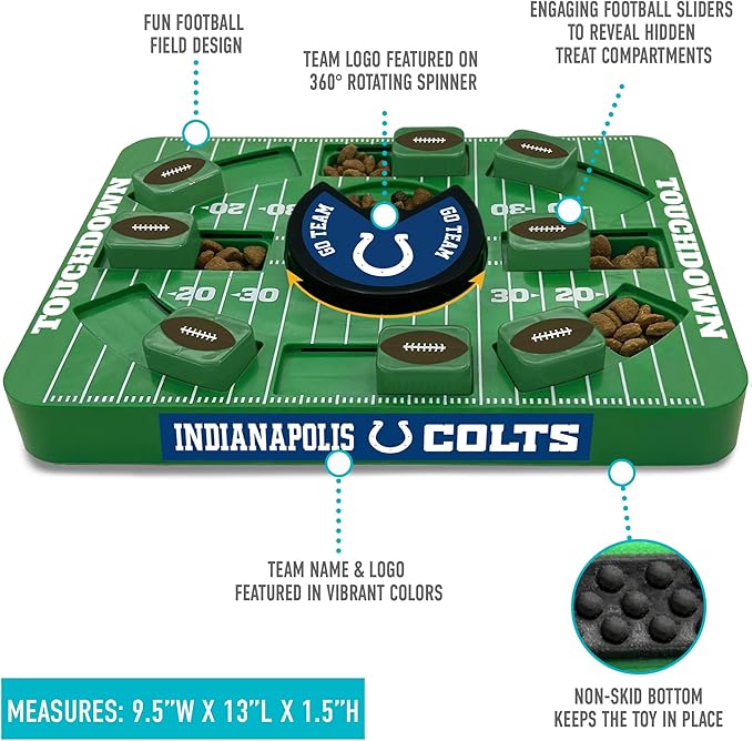 Pets First NFL Indianapolis Colts Large Puzzle Toy, New Size, Interactive Dog Treat & Slow Feeding Toy-Mewly Pet
